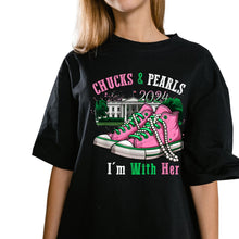 Load image into Gallery viewer, Black Chucks &amp; Pearls Tee
