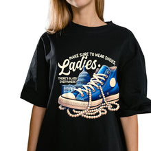 Load image into Gallery viewer, Black Chucks &amp; Pearls Tee
